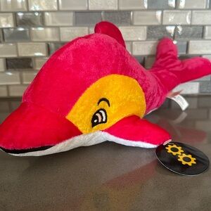 Dolphin Plush / Pink-Yellow-White / Kawaii / Oceanic / 14” / BRAND NEW